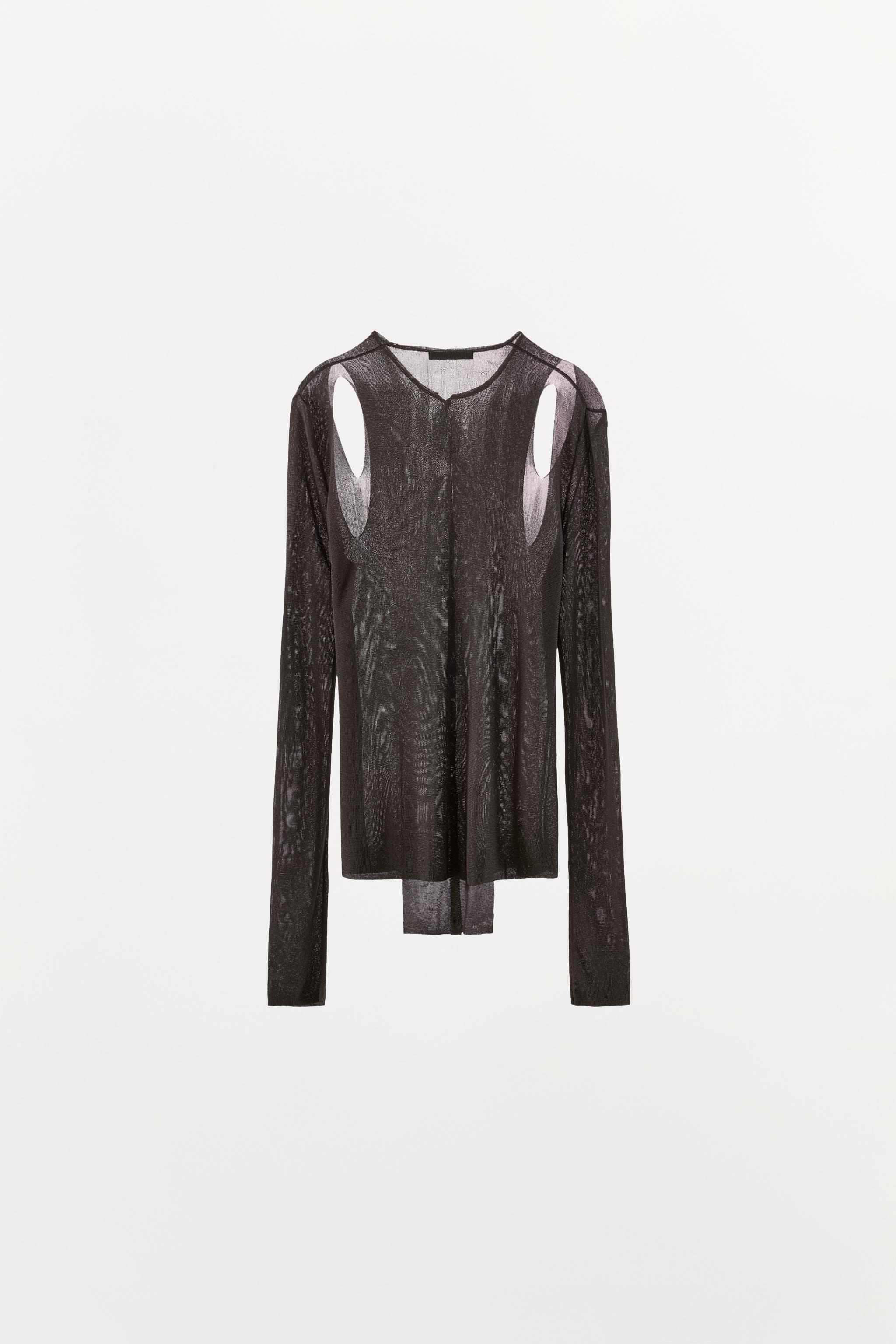 FINE KNIT COLD SHOULDER TOP